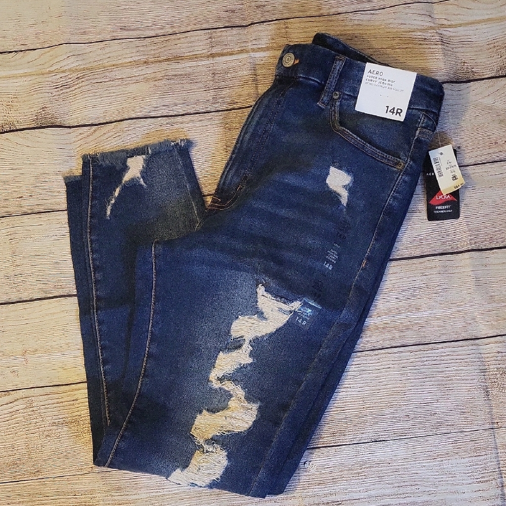 Aeropostale Super High-Rise Curvy Jegging Dark Wash Jeans Size Women's 14